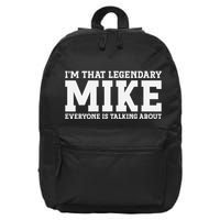 Mike Personal Name First Name Funny Mike 16 in Basic Backpack