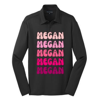 Megan Personal Name Custom Customized Personalized Silk Touch Performance Long Sleeve Polo