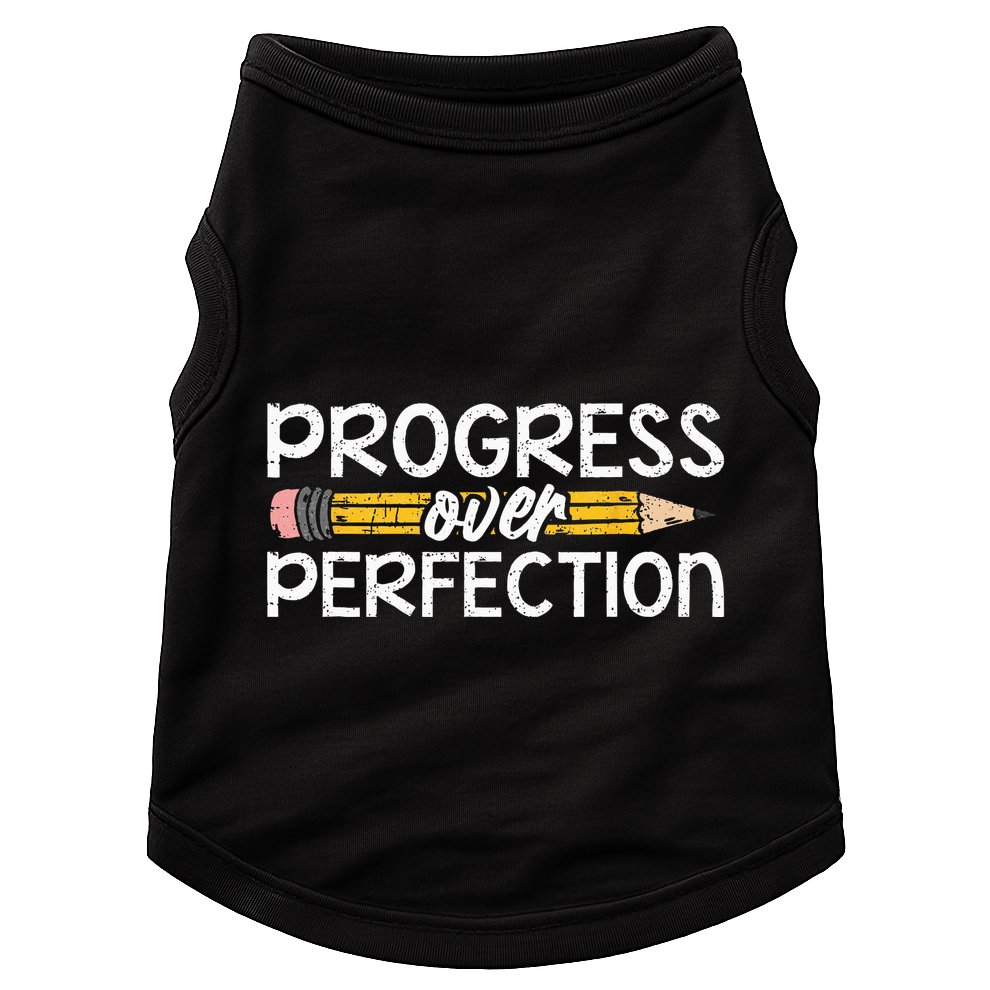 Motivational Progress Over Perfection Back To School Teacher Doggie Tank