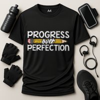 Motivational Progress Over Perfection Back To School Teacher Cooling Performance Crew T-Shirt