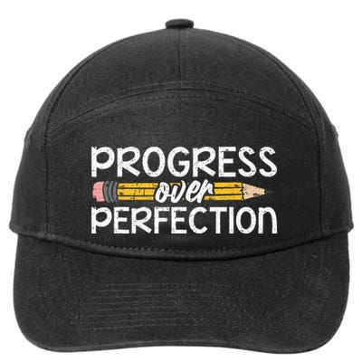 Motivational Progress Over Perfection Back To School Teacher 7-Panel Snapback Hat