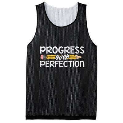 Motivational Progress Over Perfection Back To School Teacher Mesh Reversible Basketball Jersey Tank