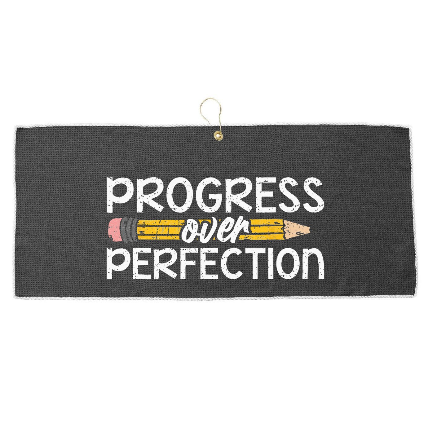 Motivational Progress Over Perfection Back To School Teacher Large Microfiber Waffle Golf Towel