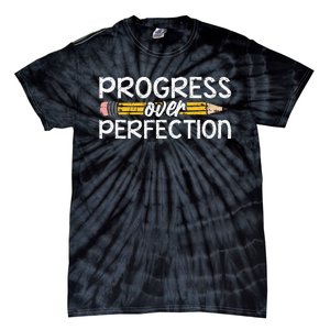 Motivational Progress Over Perfection Back To School Teacher Tie-Dye T-Shirt