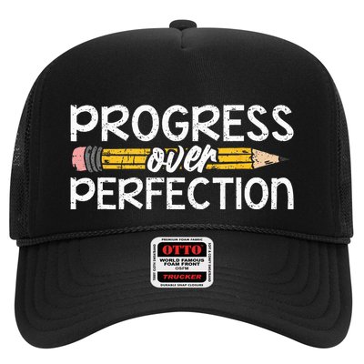 Motivational Progress Over Perfection Back To School Teacher Trucker Hat