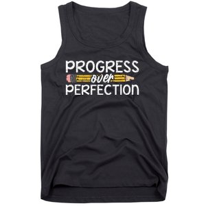 Motivational Progress Over Perfection Back To School Teacher Tank Top