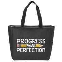Motivational Progress Over Perfection Back To School Teacher Zip Tote Bag