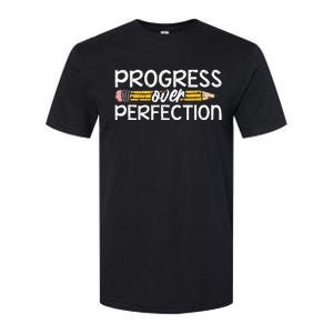 Motivational Progress Over Perfection Back To School Teacher Softstyle CVC T-Shirt