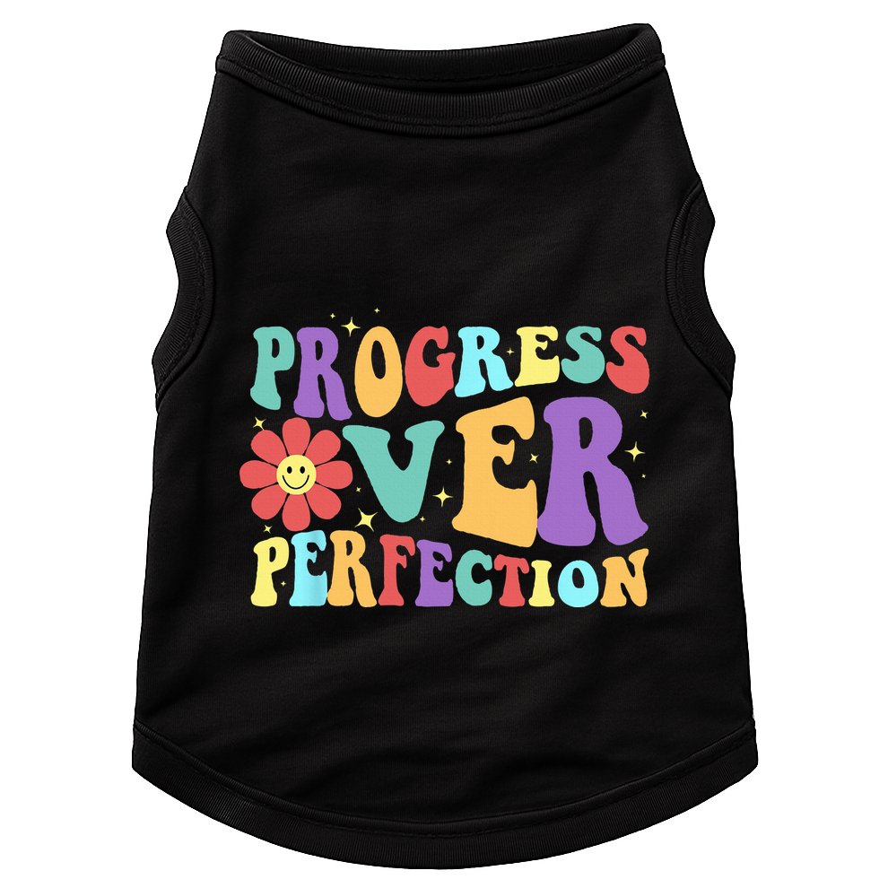 Motivational Progress Over Perfection Back To School Teacher Doggie Tank