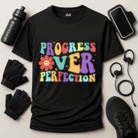 Motivational Progress Over Perfection Back To School Teacher Cooling Performance Crew T-Shirt