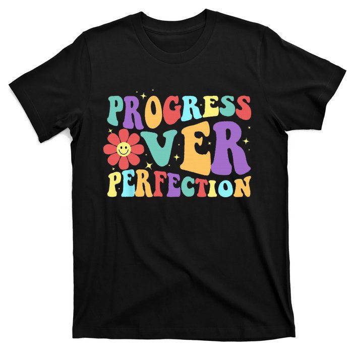 Motivational Progress Over Perfection Back To School Teacher T-Shirt