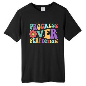 Motivational Progress Over Perfection Back To School Teacher Tall Fusion ChromaSoft Performance T-Shirt