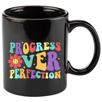Motivational Progress Over Perfection Back To School Teacher 11oz C Handle Ceramic Mug