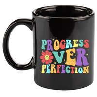 Motivational Progress Over Perfection Back To School Teacher 11oz C Handle Ceramic Mug