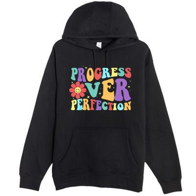 Motivational Progress Over Perfection Back To School Teacher Premium Pullover Hoodie
