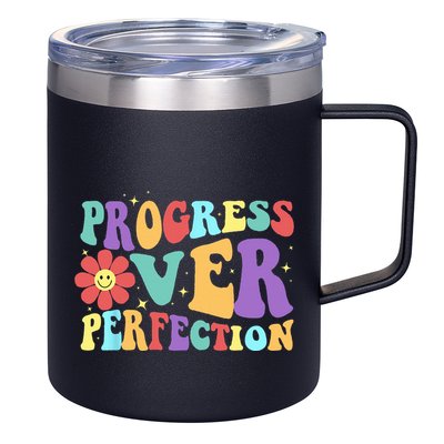 Motivational Progress Over Perfection Back To School Teacher 12oz Stainless Steel Coffee Mug