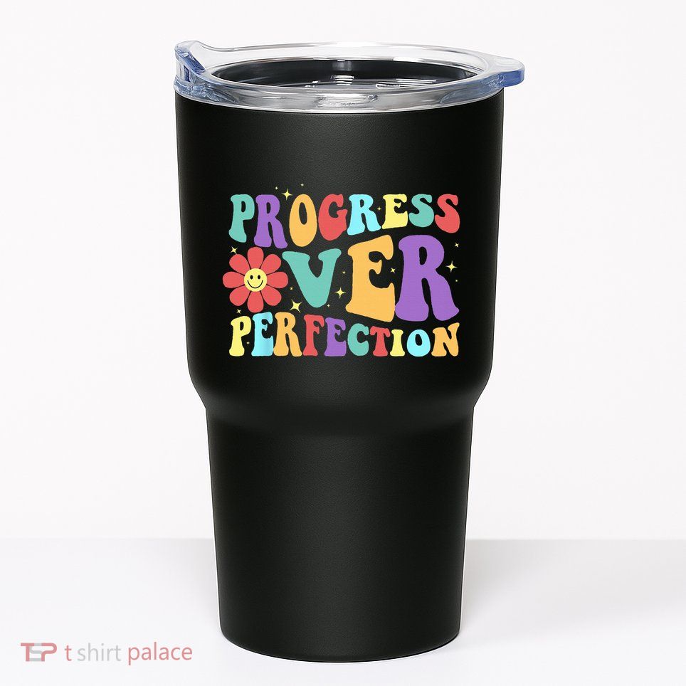 Motivational Progress Over Perfection Back To School Teacher Tumbler