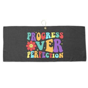 Motivational Progress Over Perfection Back To School Teacher Large Microfiber Waffle Golf Towel