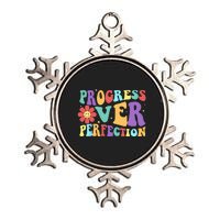 Motivational Progress Over Perfection Back To School Teacher Metallic Star Ornament