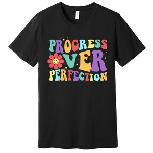 Motivational Progress Over Perfection Back To School Teacher Premium T-Shirt