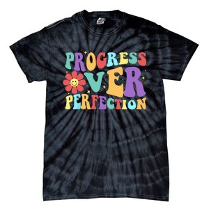 Motivational Progress Over Perfection Back To School Teacher Tie-Dye T-Shirt