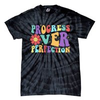 Motivational Progress Over Perfection Back To School Teacher Tie-Dye T-Shirt