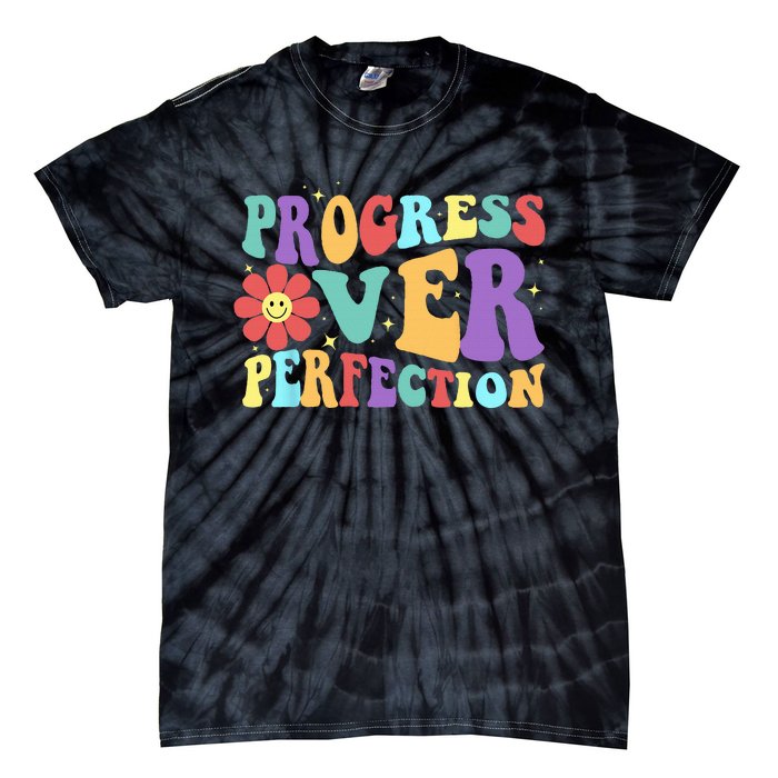 Motivational Progress Over Perfection Back To School Teacher Tie-Dye T-Shirt