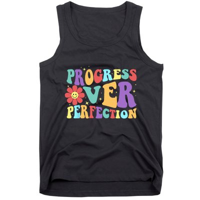 Motivational Progress Over Perfection Back To School Teacher Tank Top