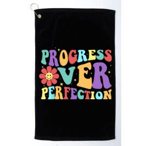 Motivational Progress Over Perfection Back To School Teacher Platinum Collection Golf Towel