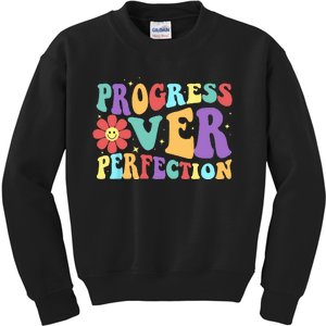 Motivational Progress Over Perfection Back To School Teacher Kids Sweatshirt