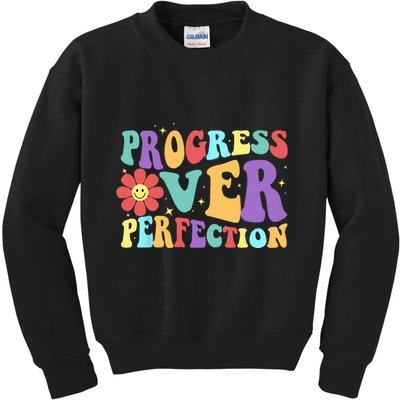 Motivational Progress Over Perfection Back To School Teacher Kids Sweatshirt