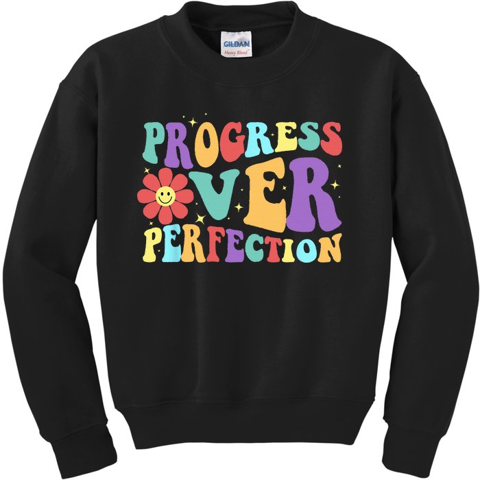 Motivational Progress Over Perfection Back To School Teacher Kids Sweatshirt