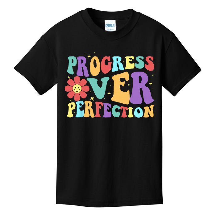 Motivational Progress Over Perfection Back To School Teacher Kids T-Shirt