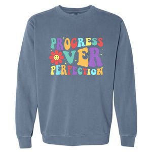 Motivational Progress Over Perfection Back To School Teacher Garment-Dyed Sweatshirt