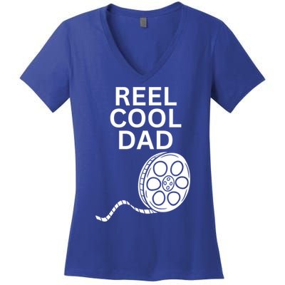 Movie Producer Or Actor Reel Cool Dad Fathers Day Meaningful Gift Women's V-Neck T-Shirt