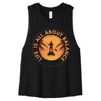 Men Paddleboarder On SUP Paddle Board For Standup Paddling Women's Racerback Cropped Tank