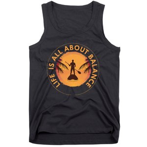 Men Paddleboarder On SUP Paddle Board For Standup Paddling Tank Top