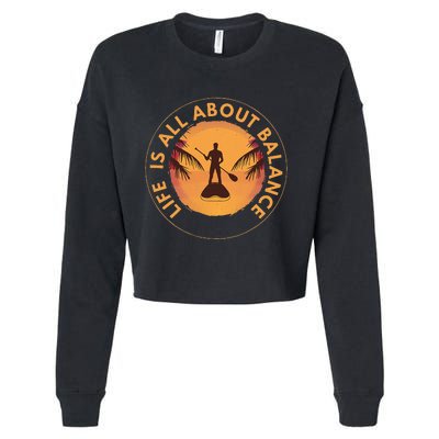 Men Paddleboarder On SUP Paddle Board For Standup Paddling Cropped Pullover Crew