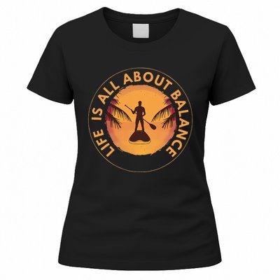 Men Paddleboarder On SUP Paddle Board For Standup Paddling Women's T-Shirt