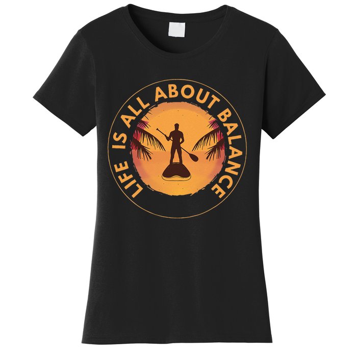 Men Paddleboarder On SUP Paddle Board For Standup Paddling Women's T-Shirt