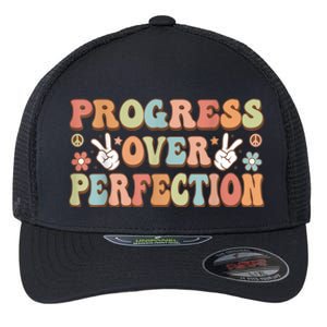 Motivational Progress Over Perfection Back To School Teacher Flexfit Unipanel Trucker Cap