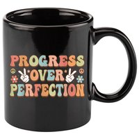 Motivational Progress Over Perfection Back To School Teacher 11oz C Handle Ceramic Mug