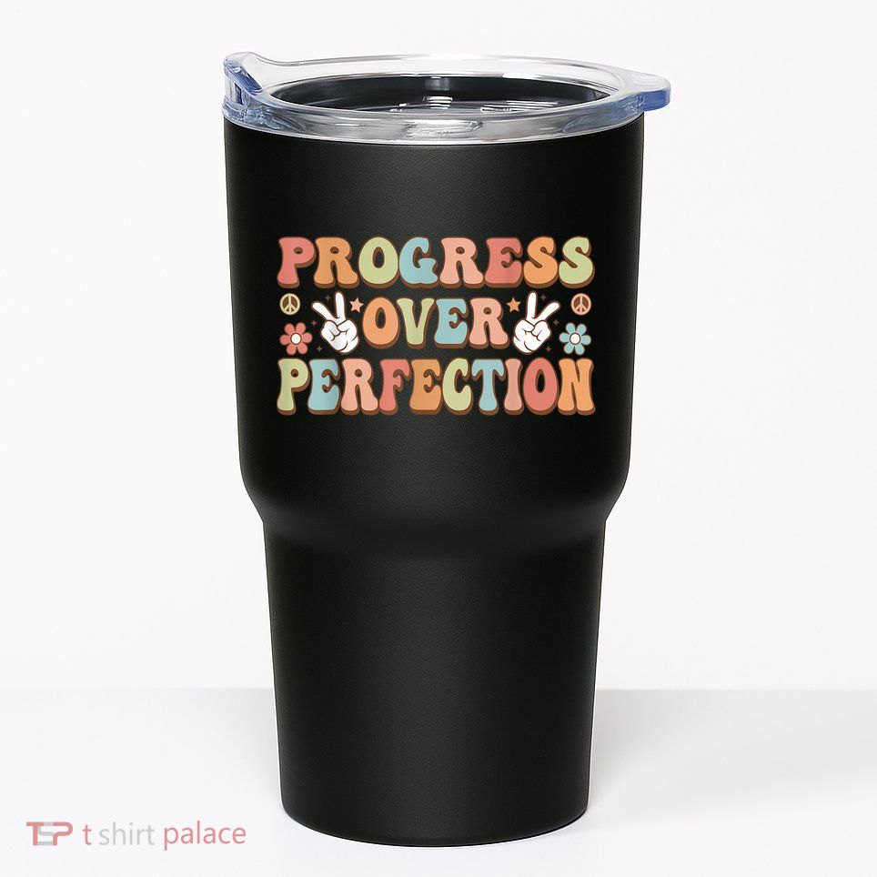 Motivational Progress Over Perfection Back To School Teacher Tumbler