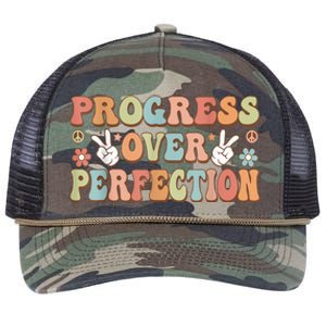 Motivational Progress Over Perfection Back To School Teacher Retro Rope Trucker Hat Cap