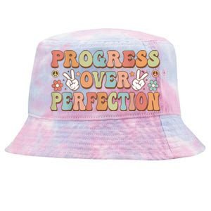 Motivational Progress Over Perfection Back To School Teacher Tie-Dyed Bucket Hat