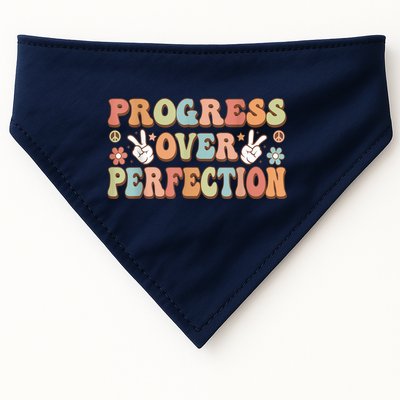 Motivational Progress Over Perfection Back To School Teacher USA-Made Doggie Bandana