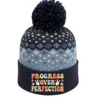 Motivational Progress Over Perfection Back To School Teacher The Baniff Cuffed Pom Beanie