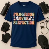 Motivational Progress Over Perfection Back To School Teacher Cooling Performance Crew T-Shirt
