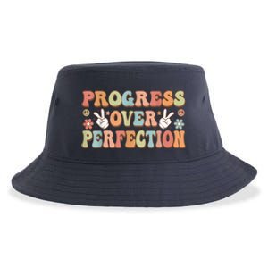 Motivational Progress Over Perfection Back To School Teacher Sustainable Bucket Hat