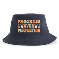 Motivational Progress Over Perfection Back To School Teacher Sustainable Bucket Hat